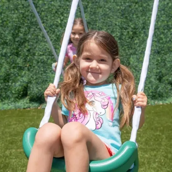The Swing Company Northridge Metal Swing Set with Saucer Swing and 5' Slide image {4}