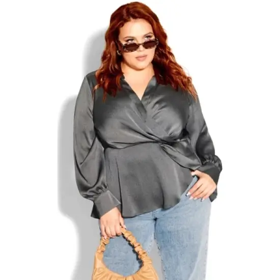 Women's Plus Size Simple Luxury Top  - Slate | CITY CHIC image {9}