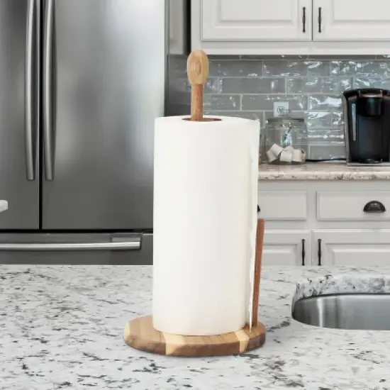 MegaChef 14 inch Acacia Wood Paper Towel Holder image {4}