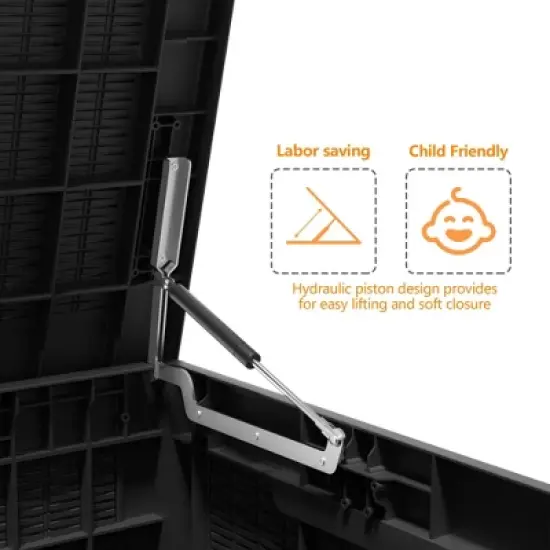 Kumasinova 100 Gal Rattan Patterned Outdoor Deck Box,Seats 2 People,Sturdy PP Resin Storage Box,All Weather Use,UV Protected&Waterproof image {4}