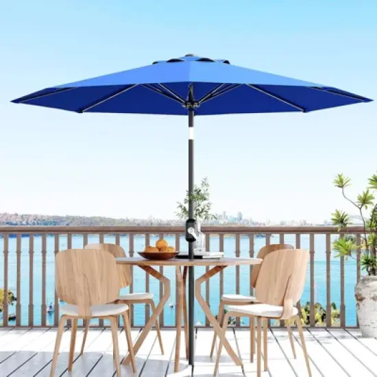 9ft Patio Umbrella with Crank Lift & Push Button Tilt - UV Protection 8-Rib Design for Pool/Deck/Backyard image {2}