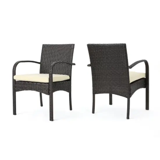Sapphtopaz Patio Dining Chairs Wicker Outdoor Chair with Thick Cushion, Wicker Back for Garden, Patio, Lawn, Backyard image {3}