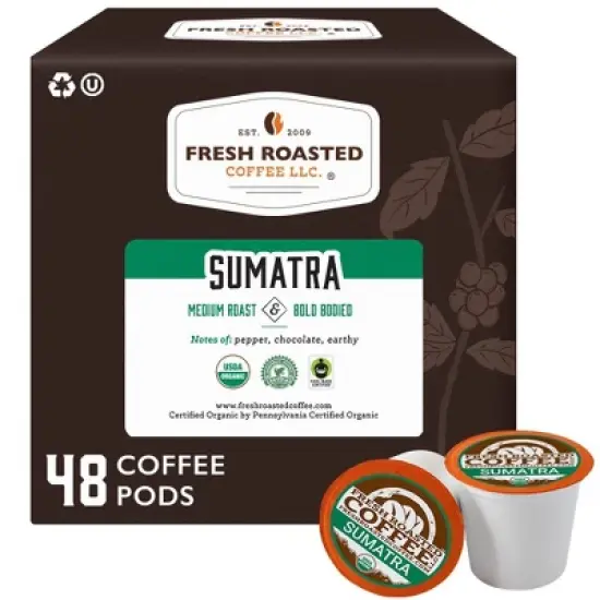 Fresh Roasted Coffee - 48 CT Organic Sumatran Medium Roast Single Serve Pods image {9}