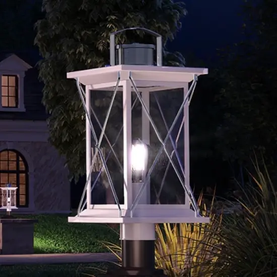 Urban Ambiance Luxury Colonial Outdoor Post/Pier Light,  20"H x 9"W,  Stainless Steel Finish, UHP1220 image {8}