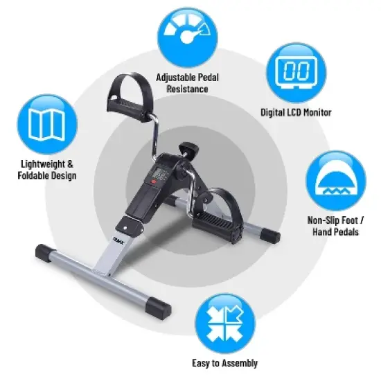 TRAKK Mini Exercise Bike, Under Desk Bike Pedal Exerciser Portable Foot Cycle Arm & Leg Peddler Machine with LCD Screen image {2}