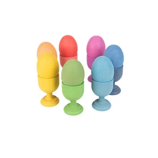 TickiT Rainbow Wooden Egg Cups, Set of 7 image {3}
