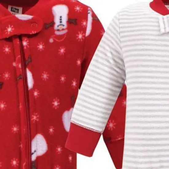 Hudson Baby Baby Fleece Zipper Sleep and Play 2pk, Santa Snowman image {2}