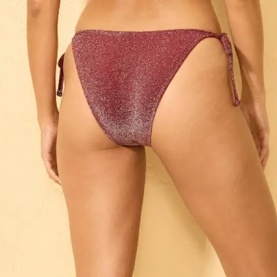 Women's Sparkle Low-Rise Extra High Leg Extra Cheeky Bikini Bottom - Wild Fable&trade; Burnt Burgundy image {1}