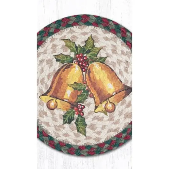 Earth Rugs Decorative Holiday Holly Bell Printed Round Trivet 10" Farmhouse Kitchen Accent image {2}