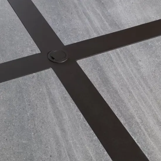 Garden Elements Outdoor Patio Square Dining Drop Tile Aluminum Table, Brown and Grey, 40" image {1}