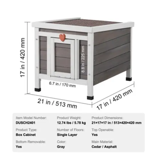 VEVOR Outdoor Cat House Weatherproof, Feral Cat Shelter for Multiple Cats, Outdoor Wooden Cat Rabbit House with PVC Door Flaps and Open Roof image {7}