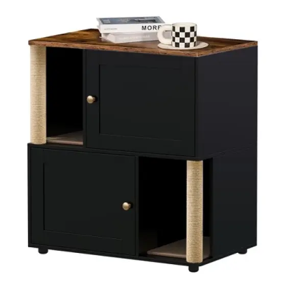 Double Cat Litter Box Enclouse, Litter Box Enclosure for 2 Cats, Cat Litter Cabinet Double Room image {5}