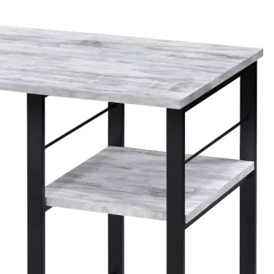 GlasFlength Desks Metal Frame Rustic Computer Desk Gaming Desk Home Office Desk Simple Design for Small Spaces, Gray, 47.5"*19.5"*28.5" image {2}