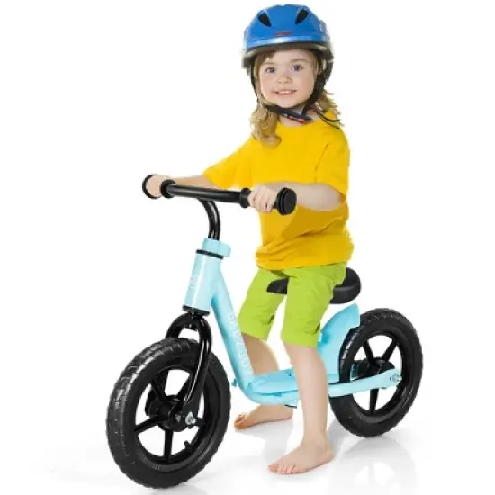 Babyjoy 11'' Kids Balance Bike w/ Footrest No Pedal Toddler Training Bike White\Blue\Black image {8}