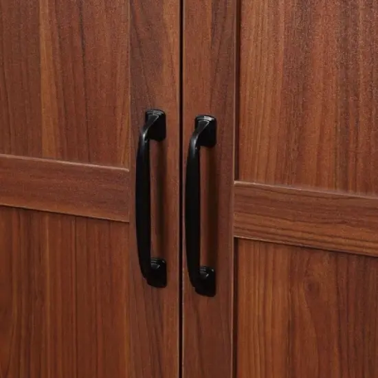 Yukimo 63" 2-Door Kitchen Pantry Storage Cabinet, 5-Tier Shelving with 2 Adjustable Shelves, Brown image {9}