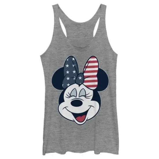 Women's Mickey & Friends Minnie American Bow Racerback Tank Top image {3}
