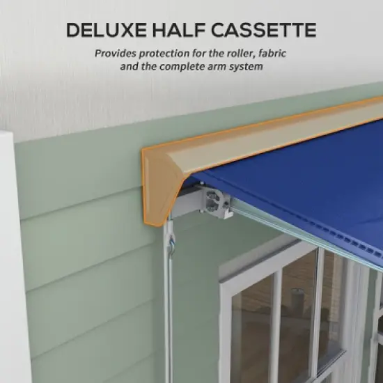 Outsunny 16.5' x 10' Electric Awning, Patio Retractable Awning with LED Lights and Remote Controller, Blue image {4}