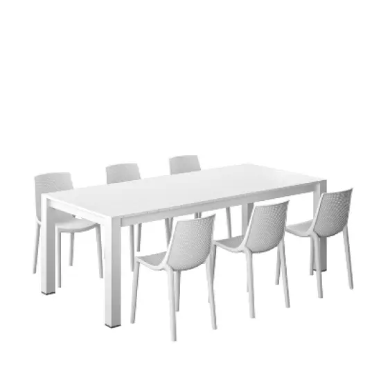 Amazonia Leblon 7pc Aluminum Rectangular Patio Dining Set White image {10}