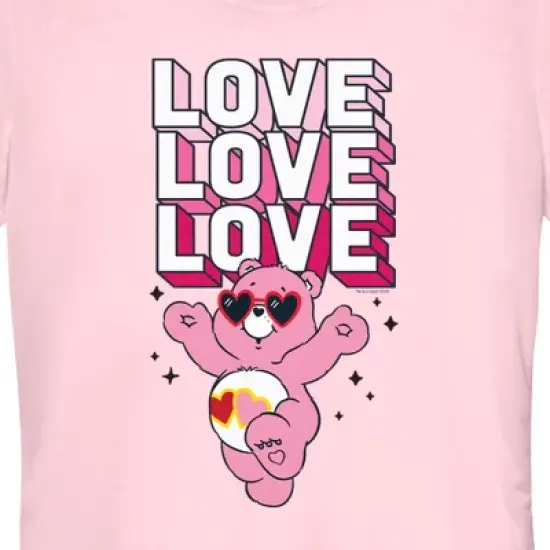 Junior's Care Bears Valentine's Day Love-a-lot Bear Love Sunglasses T-Shirt image {1}
