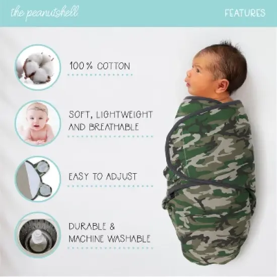 The Peanutshell Camo Elephant  Swaddle Wrap for Newborn, Infant - 3-Pack image {4}