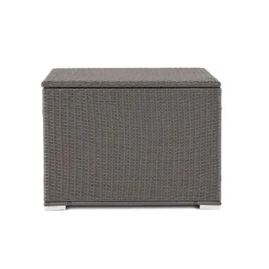 GDFStudio Avianna Outdoor Wicker and Iron Square Storage Box image {3}