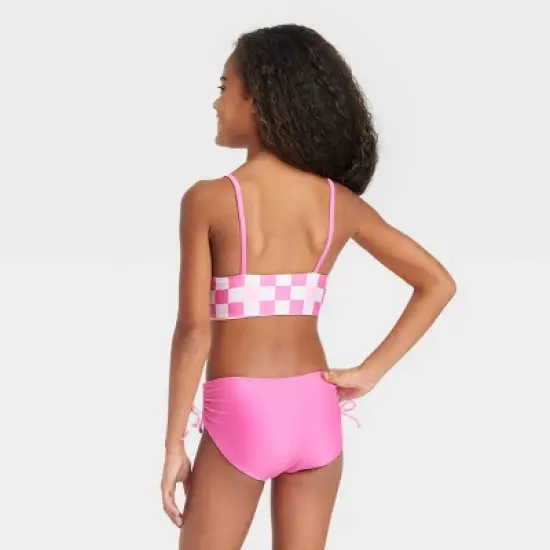 Girls' Super Smile Cropped Rashguard Set - Cat & Jack&trade; White/Pink image {2}