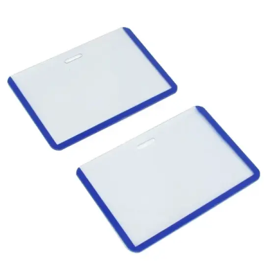 Unique Bargains Staff Office Plastic B8 Horizontal ID Name Cards Badge Holder Clear 2pcs image {5}