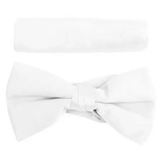New Men's Solid Pre Tied Bow Tie and Hanky Set image {17}
