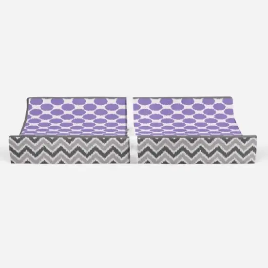Bacati - Ikat Zigzag Lilac Dots Muslin  Changing Pad Cover image {5}