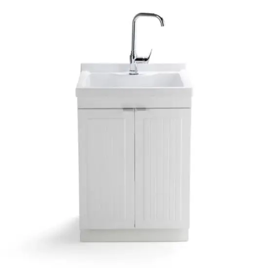 Bishop Traditional Laundry Cabinet with Faucet and ABS Sink White - WyndenHall image {2}