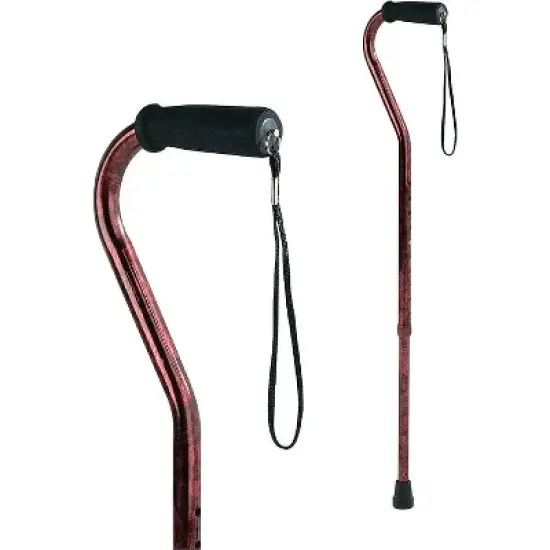 Drive Medical Gel Hand Grip Offset Folding Cane Red Crackle image {2}