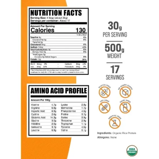 BulkSupplements Organic Rice Protein Powder image {1}