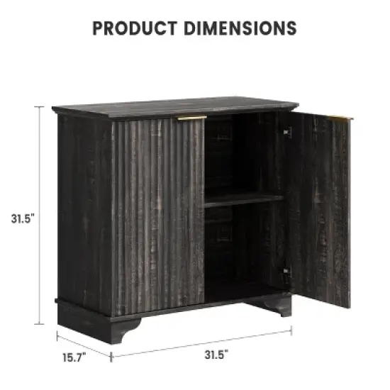 Fluted Buffet Sideboard, Adjustable Shelf Storage, Coffee Bar Cabinet for Kitchen/Living Room/Hallway, White/Oak/Dark Oak image {1}