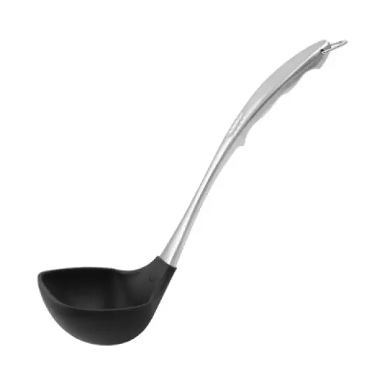 Unique Bargains Heat Resistant to 480&deg;F Restaurant Kitchen Cooking Utensil Soup Ladle Spoon 12.6 Inch Black 1 Pc image {6}