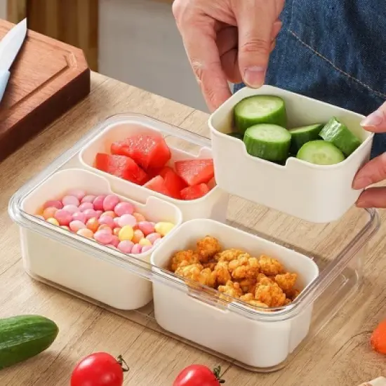 Cheer Collection Airtight 4 Compartment Modular Food Container with Removable Nesting Cups image {4}