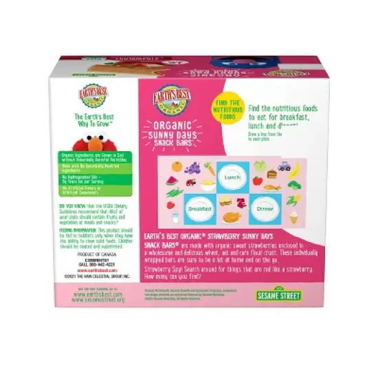 Earth's Best Organic Strawberry Toddler Snack Bars Sesame Street Sunny Days - 16ct image {1}