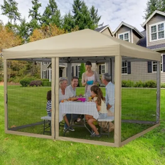 Acekool Pop Up Canopy Tent, Easy Up Outdoor Shelter with Mosquito Netting, Sun Shade, 3 Adjustable Heights, Wheeled Bag for Patio, Camping, Picnic image {5}
