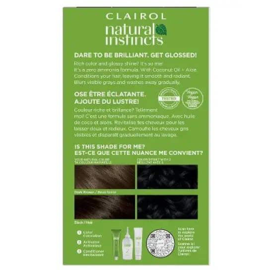 Natural Instincts Clairol Demi-Permanent Hair Color Cream Kit - Black image {1}