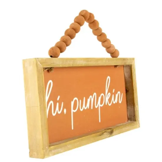 Northlight 12" Orange Hi Pumpkin Autumn Harvest Wall Sign image {1}