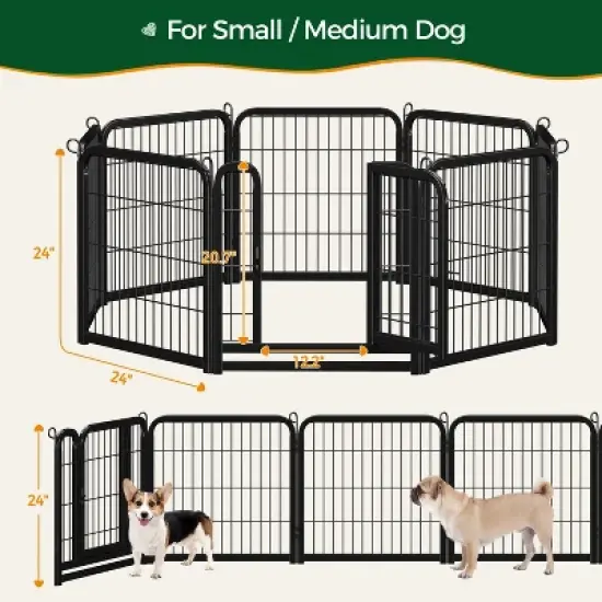 Yaheetech 8 Panels Dog Playpen Panels Metal Pet Playpen, Black image {2}