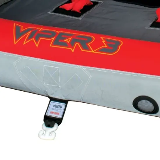 Connelly 67220010 Viper 3 Person Inflatable Ride On Water Inner Tube with 2-Way Towing Technology, Safety Straps, and Mesh Bottom, Red image {4}