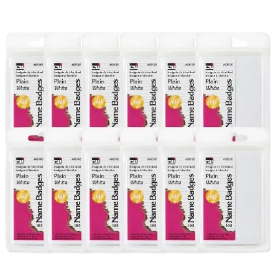 Charles Leonard Self-Adhesive Name Badges, Plain, White, 100 Per Pack, 12 Packs image {3}
