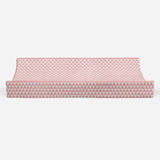 Bacati - Olivia Coral Triangles Quilted Muslin Changing Pad Cover image {4}