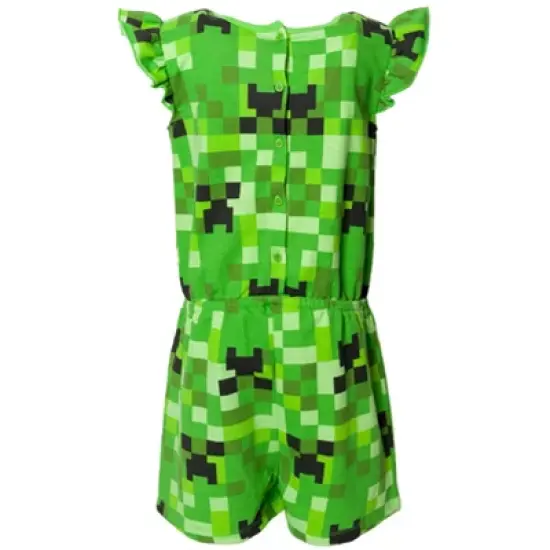 Minecraft Creeper Girls French Terry Sleeveless Romper Little Kid to Big Kid  image {2}