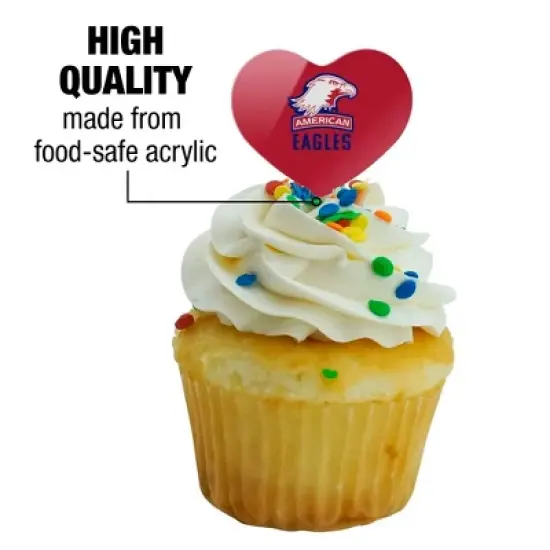American University Eagles Logo Heart Love Cupcake Picks Toppers Decoration Set of 6 image {2}