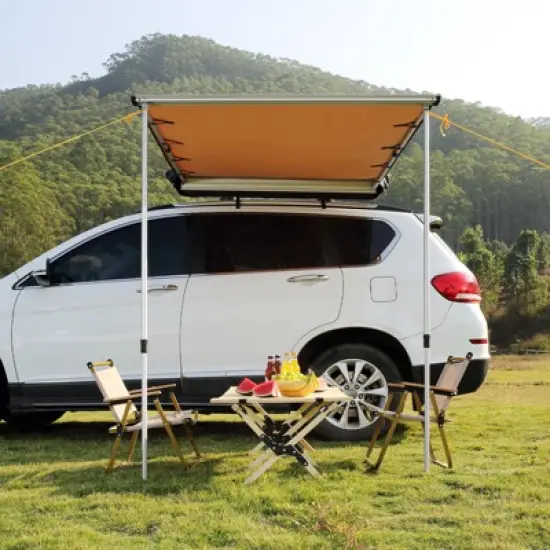 VEVOR Car Side Awning, Large 4.6'x6.6' Shade Coverage Vehicle Awning, PU3000mm UV50+ Retractable Car Awning with Waterproof Storage Bag image {1}