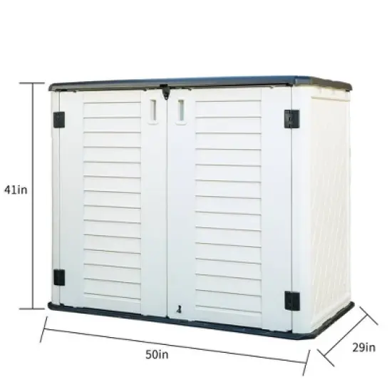 WELLFOR 175 gal Horizontal Storage Deck Box Beige image {4}