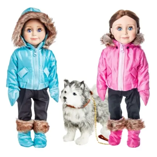 The Queen's Treasures 18 In Doll 13 Pc Ski Clothes and Dog image {1}
