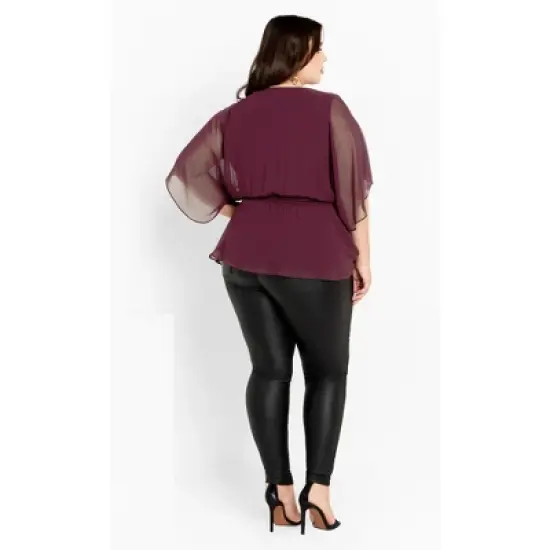 Women's Plus Size Elegant Wrap Top - spiced plum | CITY CHIC image {3}