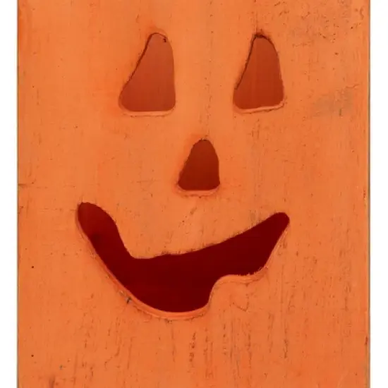Northlight Large Orange Wood Jack O Lantern Halloween Candle Lantern - 8" image {8}